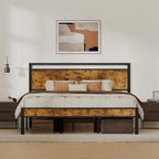 King Metal Bed Frame with Wooden Headboard and Footboard, Heavy Duty Platform by Z-HOM
