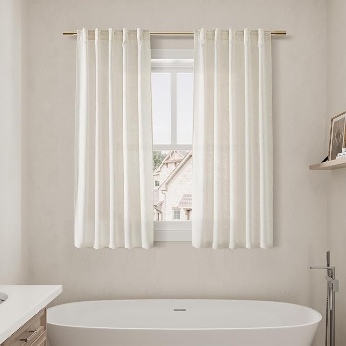 Linen Curtains 63 Inch Length 2 Panels Set - Image 7
