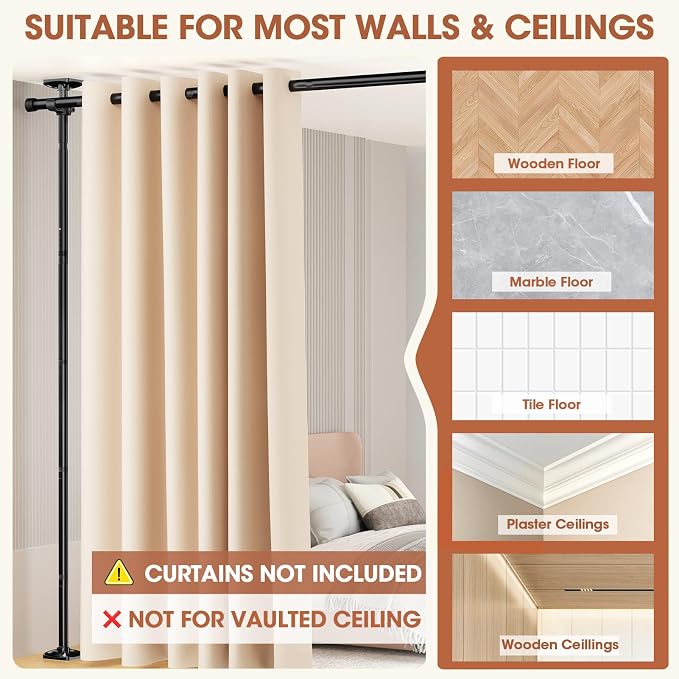 SUNALLY Room Divider Curtain Rod, No Drilling Room Separator - Image 4