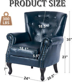 Modern Accent Chair, Mid-Century Faux Leather Armchair - Image 3