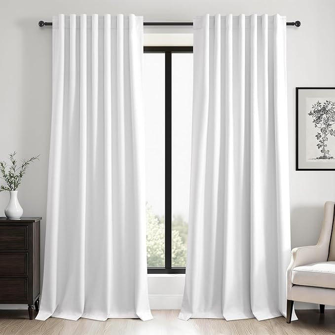 102 inch blackout curtains for Sliding door 2 Panels 100% Blackout Linen by Topfinel
