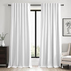 102 inch blackout curtains for Sliding door 2 Panels 100% Blackout Linen by Topfinel
