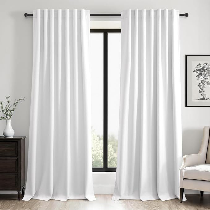 Topfinel 120 Inch Linen Blackout Curtains 2 Panels by Topfinel