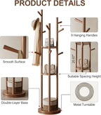 Muwuele Solid Wood Rotary Coat Rack, Freestanding Coat Rack - Image 5