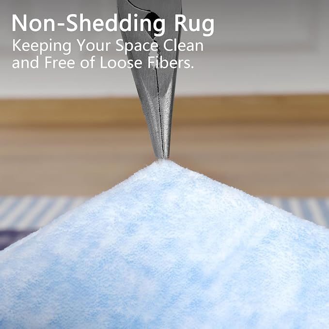 Ompaa Living Room Rug 5x8 Blue Area Rug Machine Washable Rug Non Slip Indoor - Image 7