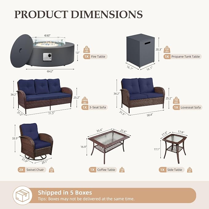 UPHA 8 Pieces Patio Furniture Set - Image 2