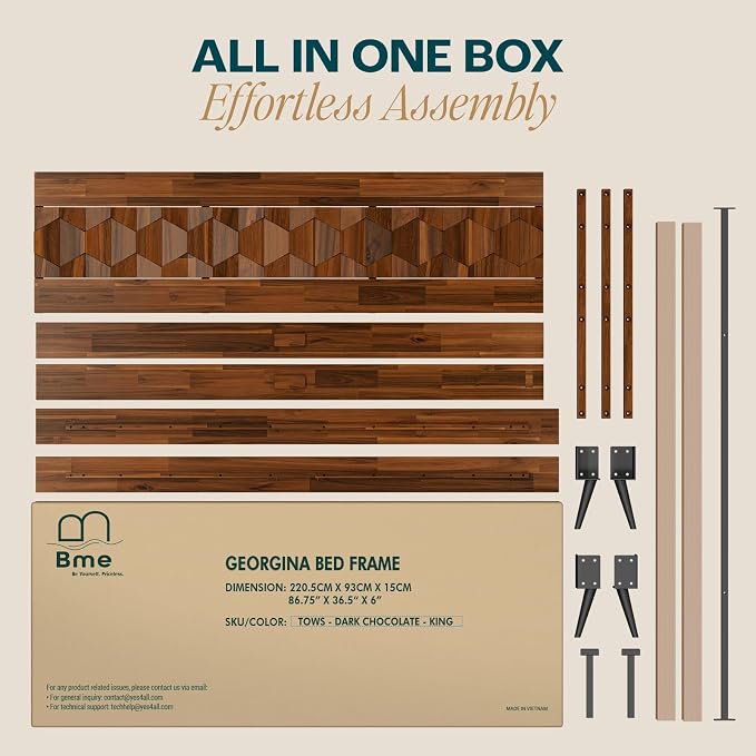 Bme Georgina Signature Dark Choco Bed Frame, King Bed Frame and Headboard - Image 7