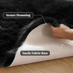 ORINOVA Black Faux Sheepskin Washable Fluffy Fur Area Rugs - Image 3