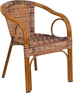 Flash Furniture 3 Pack Cadiz Series Burning Brown Rattan Restaurant Patio Chair - Image 7