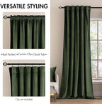 MIULEE Velvet Curtains 52x96 inches 2 Panels Olive Green Blackout Curtains | - Image 2