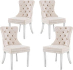 KCC Velvet Dining Chairs Set of 4, Upholstered High-end Tufted Dining Room Chair by KCC