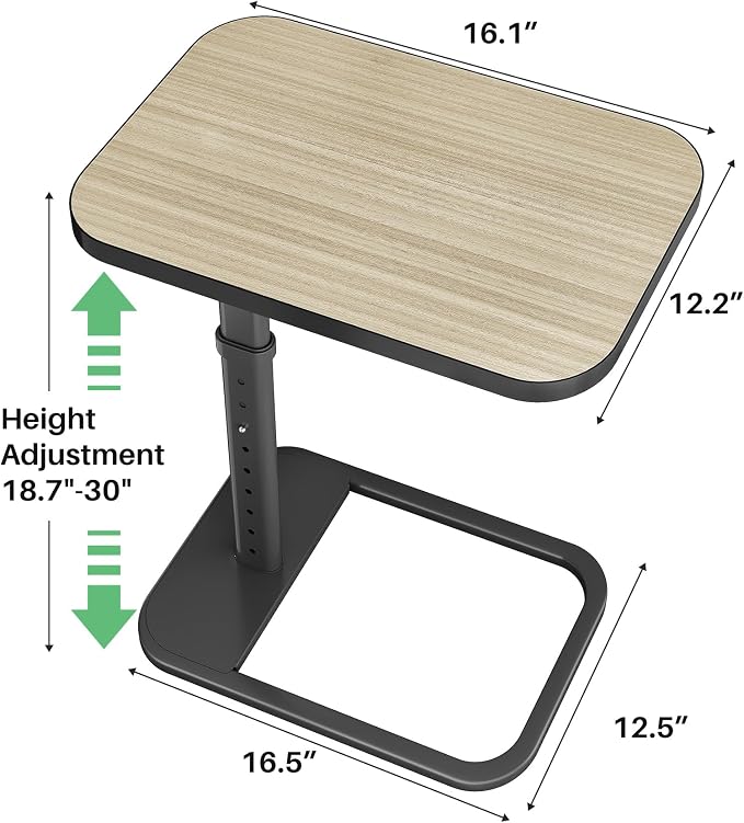 Driftwood Grey TV Tray Table, Adjustable Height & Rounded Metal Corners - Image 3
