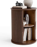 LINSY HOME Round Fluted End Table, Tall Side Table by LINSYHOME