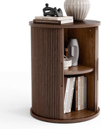 LINSY HOME Round Fluted End Table, Tall Side Table by LINSYHOME