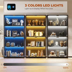 Display Cabinet with Glass Doors, Curio Cabinet with 3 LED Lights and Human - Image 9