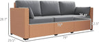 Outsunny Patio Couch PE Wicker Deep Seating Outdoor Sofa - Image 3