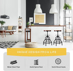 LOKKHAN Vintage Industrial Bar Stool-Rustic Swivel Barstools-Round Wood Metal - Image 9