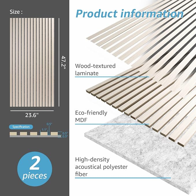 Art3d 2 Wood Slat Acoustic Panels - Image 5