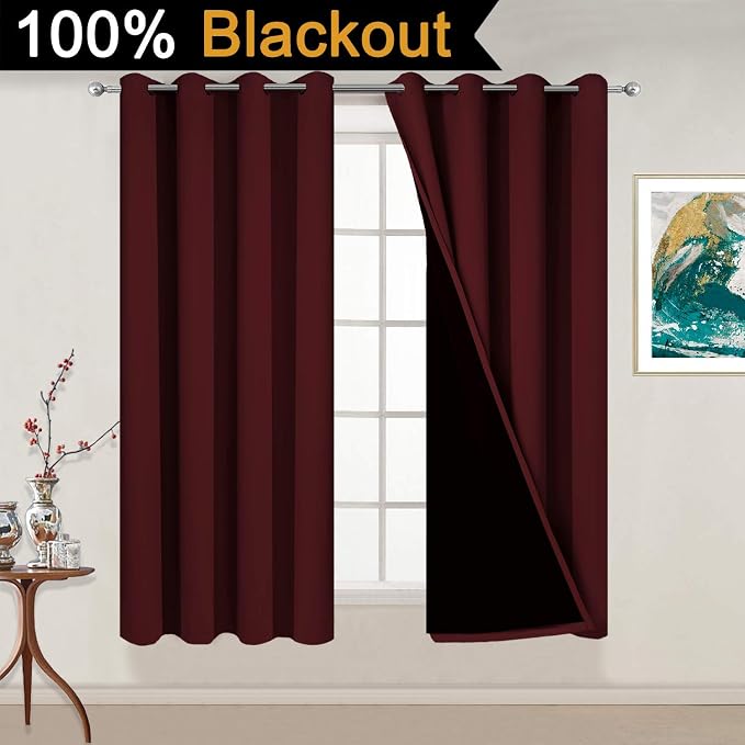 Yakamok Burgundy Red Blackout Curtains 54 Inches Long - Image 2