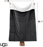 UGG Nita Throw Blanket, Reversible Fleece Blanket, Charcoal Grey | Plush UGG - Image 8