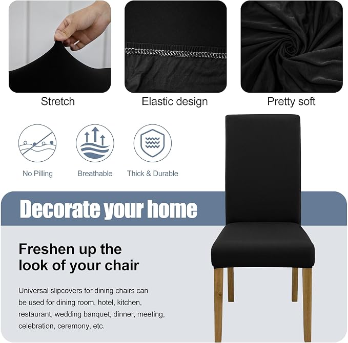 BIETYONE Stretch Dining Chair Covers Set of 4, Soft Removable Washable Kitchen - Image 3