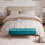 DUHOME Modern Velvet Bench Ottoman, Upholstered Bedroom Benches Footrest Stool - Image 5