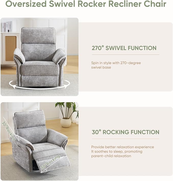 Oversized Power Recliner Chair Swivel Glider - Image 4