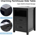Black Night Stand Set of 2, Rustic End Table - Image 7