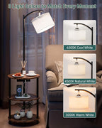 Round Side Table with Lamp and USB Ports, 3-Tier Small End Table - Image 4