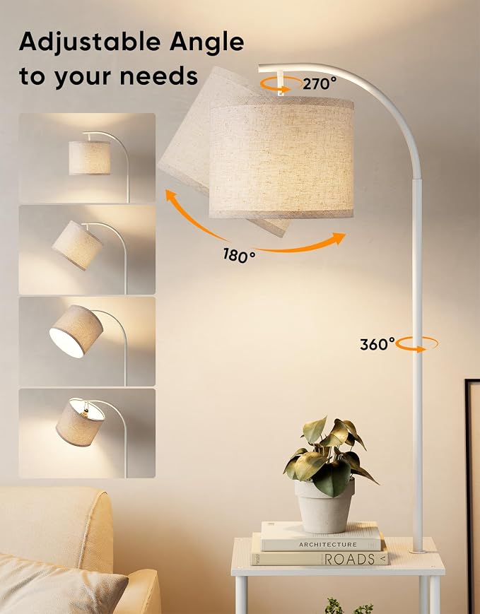 PARTPHONER Floor Lamp with Table, Night Stand with Lamp, Narrow Side Table with - Image 5