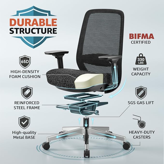 ErgoSift M2 Ergonomic Office Chair High Back Mesh Computer Desk Chair - Image 9