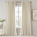 Cream Extra Long 132 Inch 100% Blackout Curtains by Topfinel