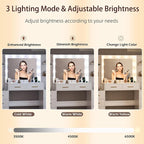 TOKSOM White Vanity Desk with Mirror, Lights & Charging Station, 2 Cabinets and - Image 3