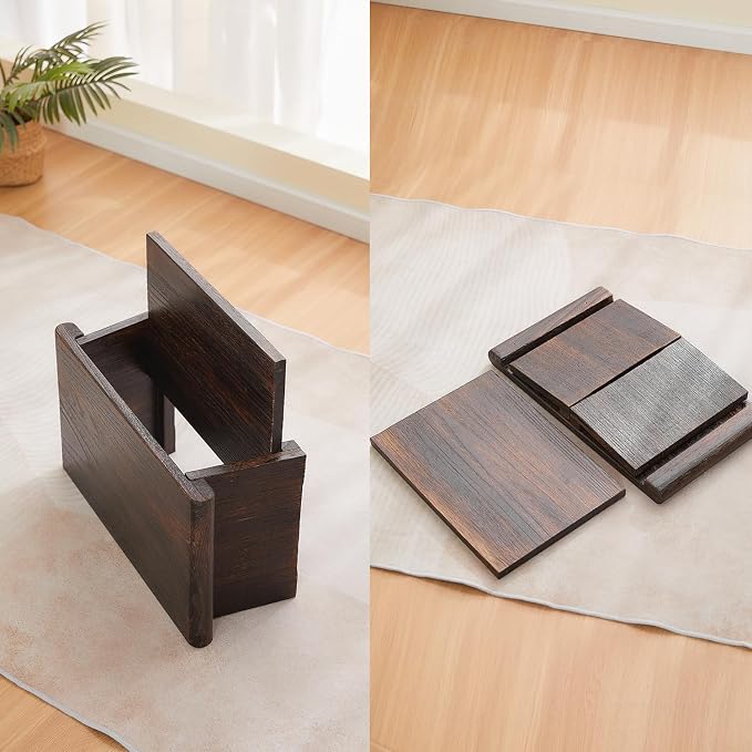 Japanese Altar Table, Folding Floor Table, Wood Small Low Meditation Table - Image 8