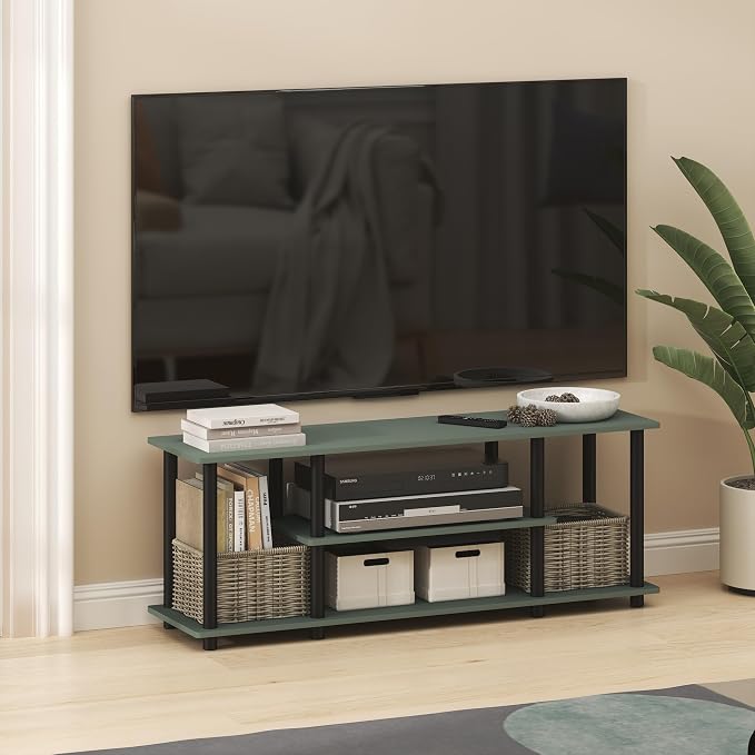 Furinno Turn-N-Tube TV Stand, 3-Tier Open Frame Rectangular Entertainment Center by Furinno-FitsYourSpaceFitsYourBudget