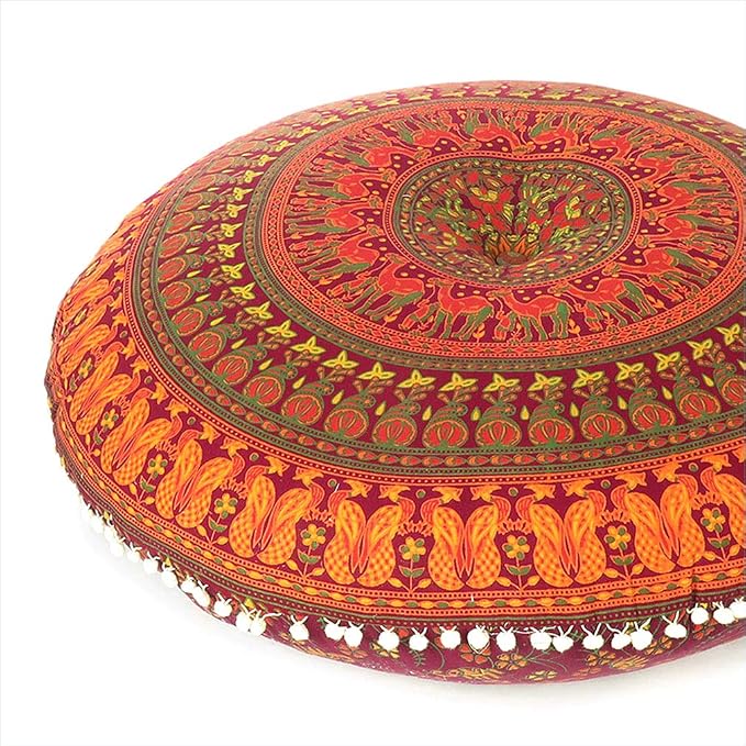 Mandala Floor Pillow Cover Meditation Cushion Seating Throw Hippie Round by EyesofIndia