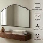 Besdomus Oversized Scalloped Black Mirror: 54"x34" Modern Minimalist Wood Frame - Image 2