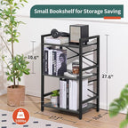 Yoobure Bookshelf Small Book Shelf, Solid Industrial 3 Tier Shelf Bookcase - Image 3