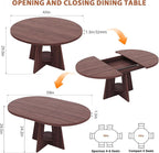 43''–59'' Extendable Dining Table, Round Kitchen Dining Room Dinner Table - Image 2