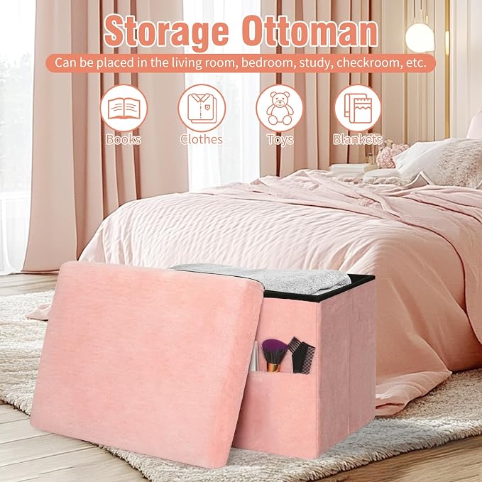 Storage Ottoman, Folding Ottoman Foot Rest Stool - Image 4