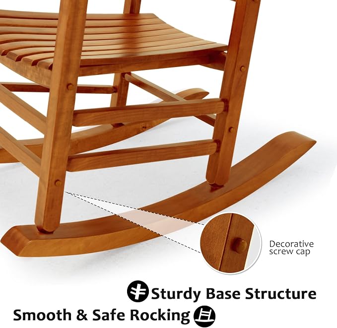 Hupmad Wooden Oversized Porch Rocker Chair - Image 5