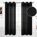 YoungsTex Black Linen Semi Sheer Curtains 42 x 63 Inch Length 2 Panels | Light by YoungsTex