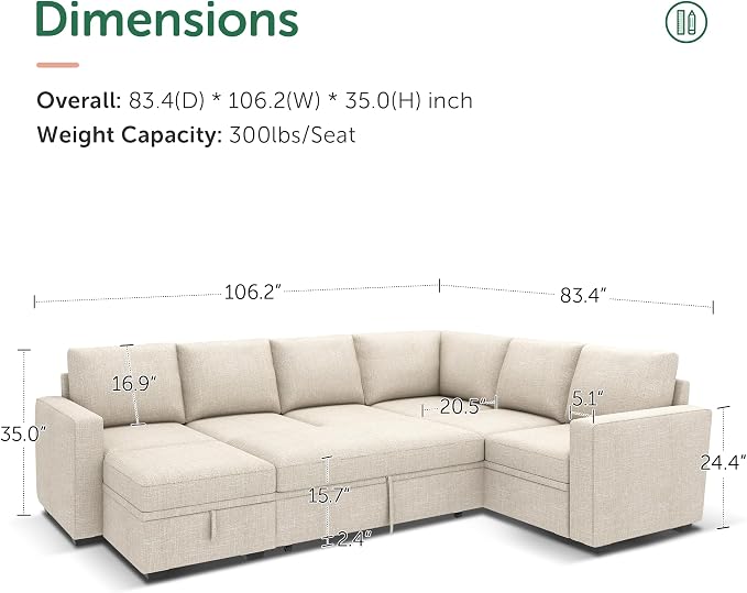 HONBAY Modular Sectional Sleeper Sofa - Image 2