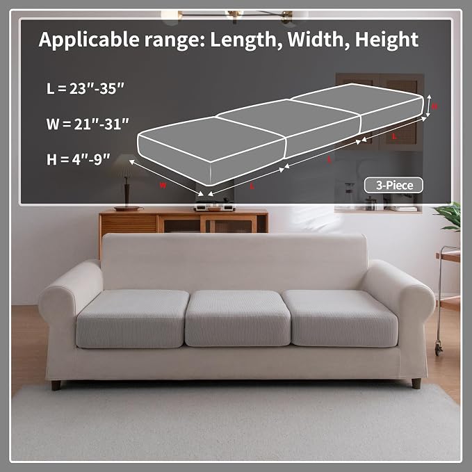 OHSIO Sectional Couch Covers, Wear Resistant Stretch Sofa Covers Washable Soft - Image 2