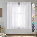 2 Panels Sheer White Curtains 54 Inches Length Window Treatment by OVZME