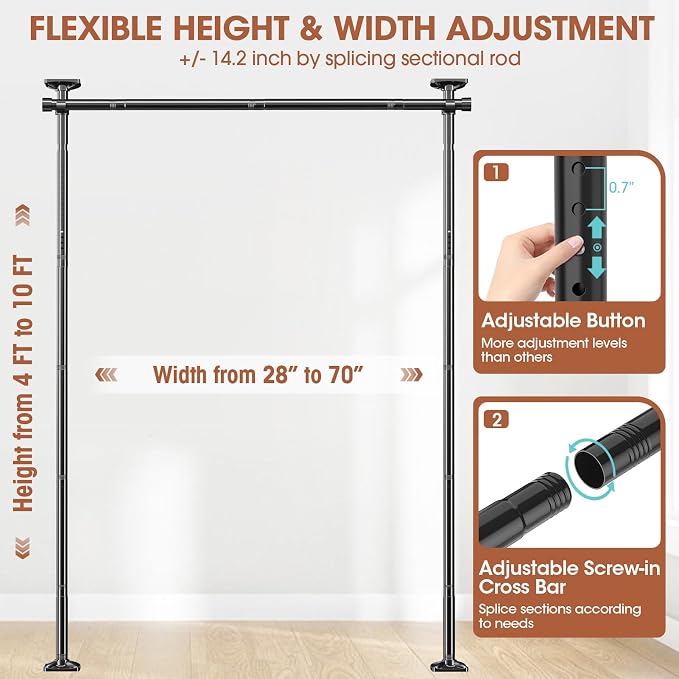 SUNALLY Room Divider Curtain Rod, No Drilling Room Separator - Image 2