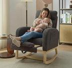 NIOIIKIT Modern Nursery Rocking Chair, Teddy Upholstered Rocking Chair - Image 3