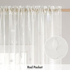 MIULEE Ivory Sheer Kitchen Curtains 30x36 Inches Length 2 Panels Embroidered - Image 6