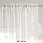 MIULEE Ivory Sheer Curtains 2 Panels Embroidered Leaf Patterned, W52 x L84 | - Image 6