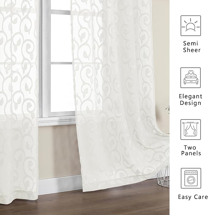 Furman Sheer Ivory Curtains 84 inches Long - Image 5